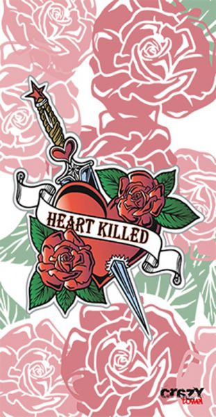 1019 Toalla tattoo heart killed white